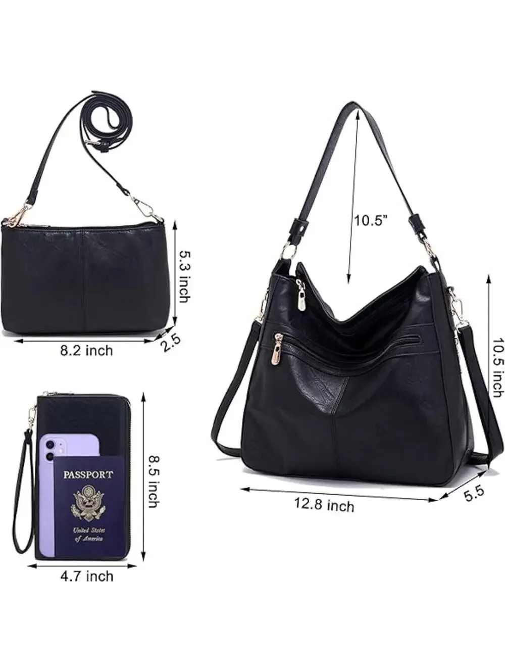Large bag with matching crossbody and wallet (3 piece set)